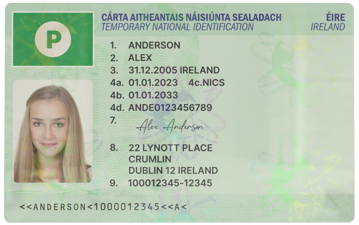 Green Temporary License Card — front view.