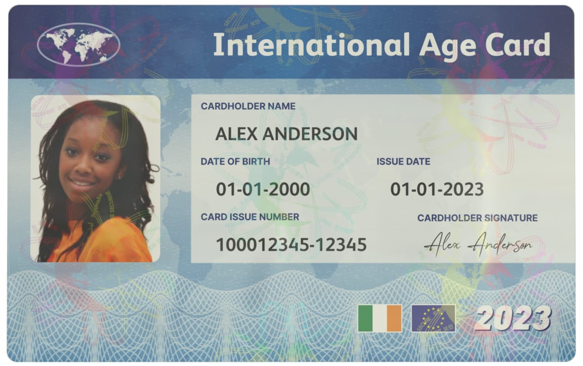 International Age Card — front view.