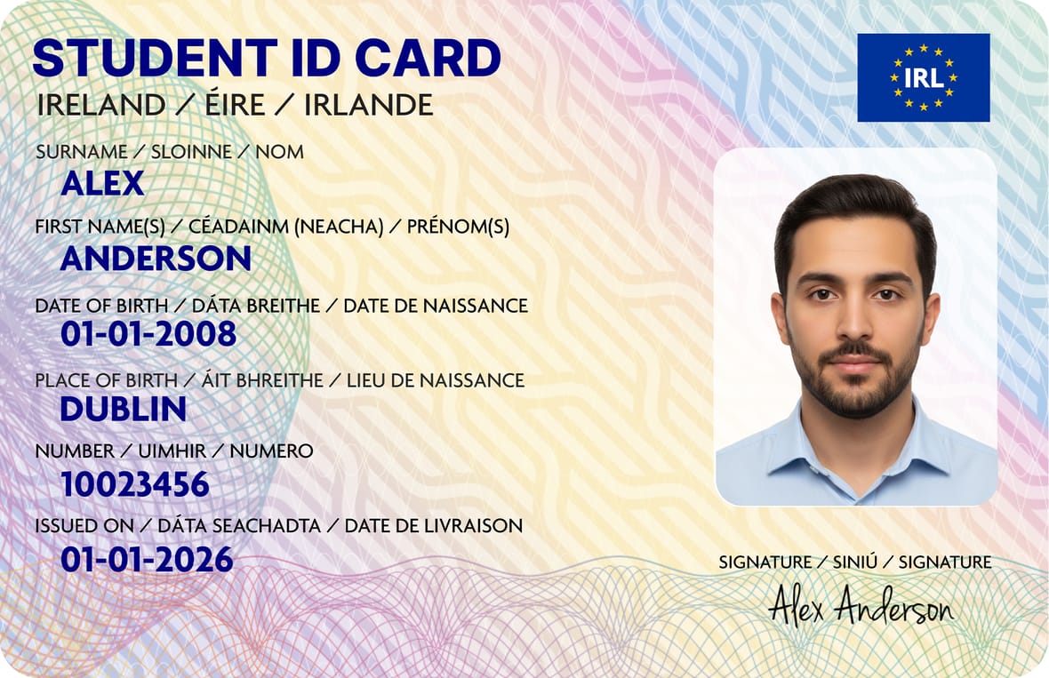Trilingual Student ID Card — front view.